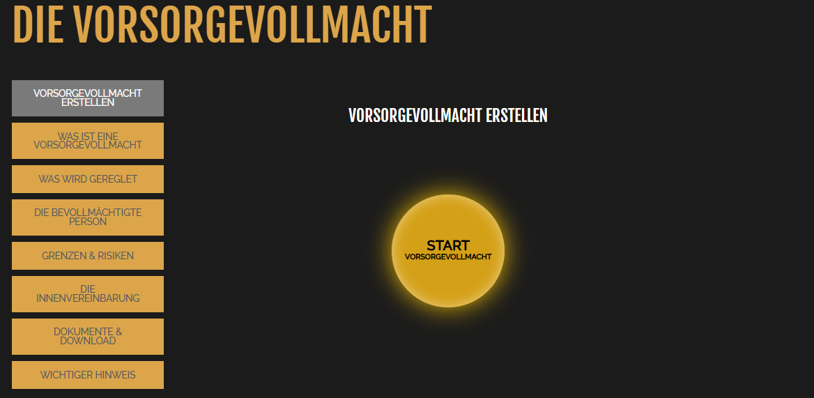 Beispielansicht des Vorsorgevollmacht-Wizards im Vorsorgekompass