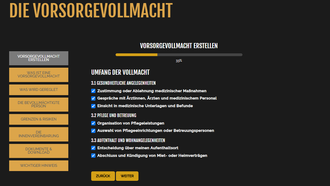 Vorsorgevollmacht Wizard Schritt 3