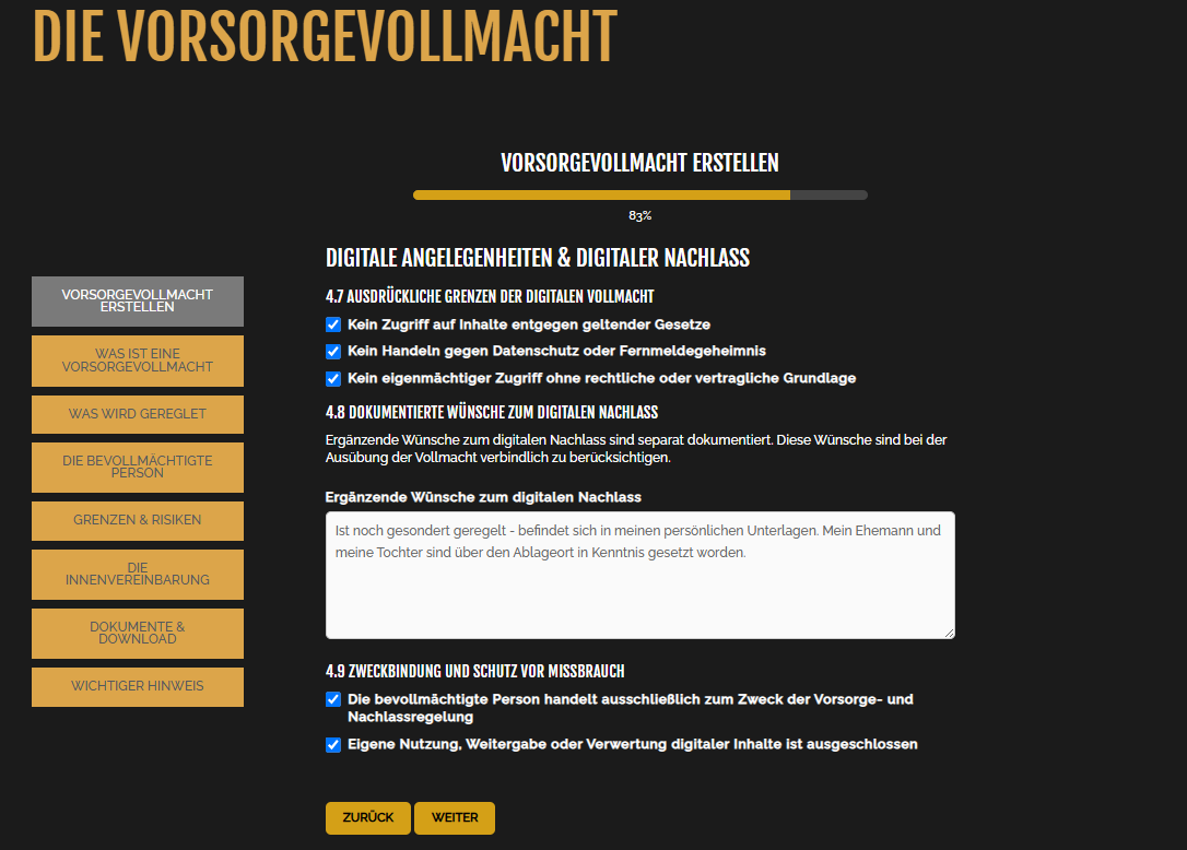 Vorsorgevollmacht Wizard Schritt 4